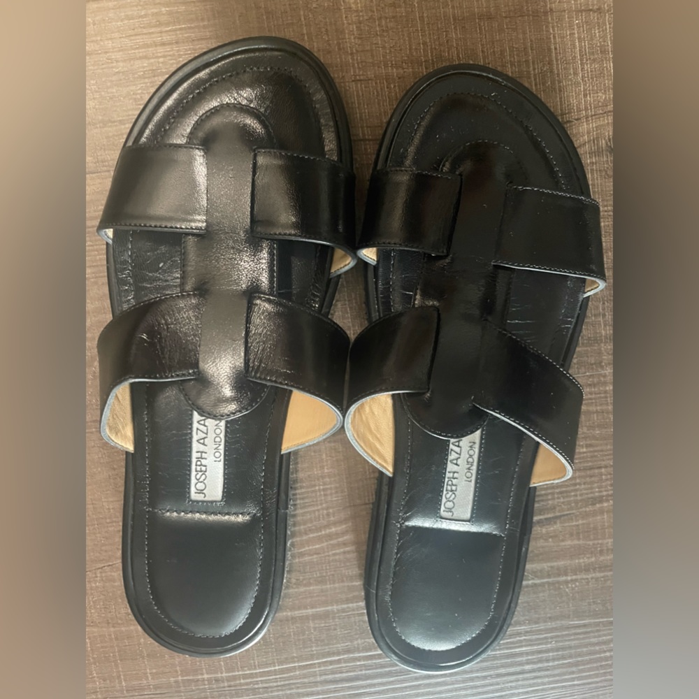 Handmade Joseph Azagury leather black sandals London